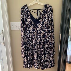 Aeropostale Skater Dress Juniors XXL Navy Blue Floral Goth